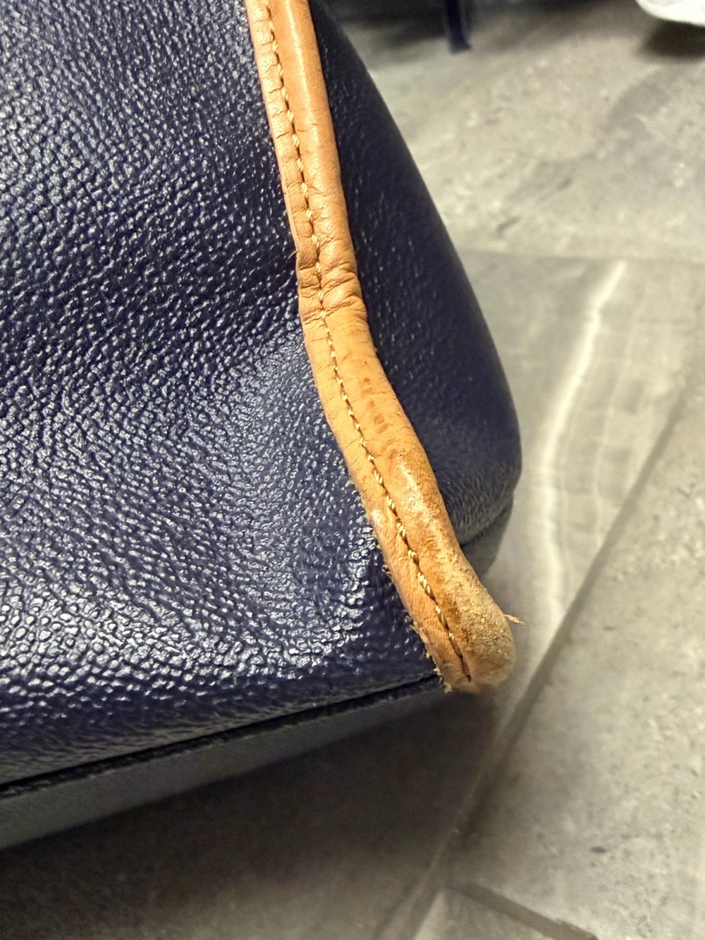 Tory Burch Navy & White Striped Tote - Picture 6 of 16